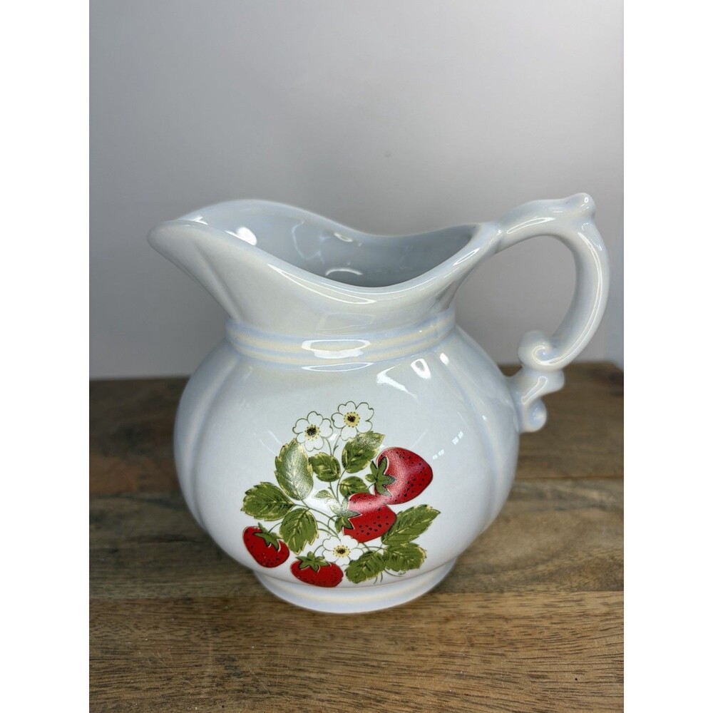 McCoy # 7528 Floral Strawberry Pitcher /Gravy / Vase Mint